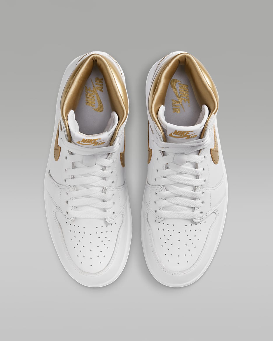 Nike air jordan 1 white and gold clearance